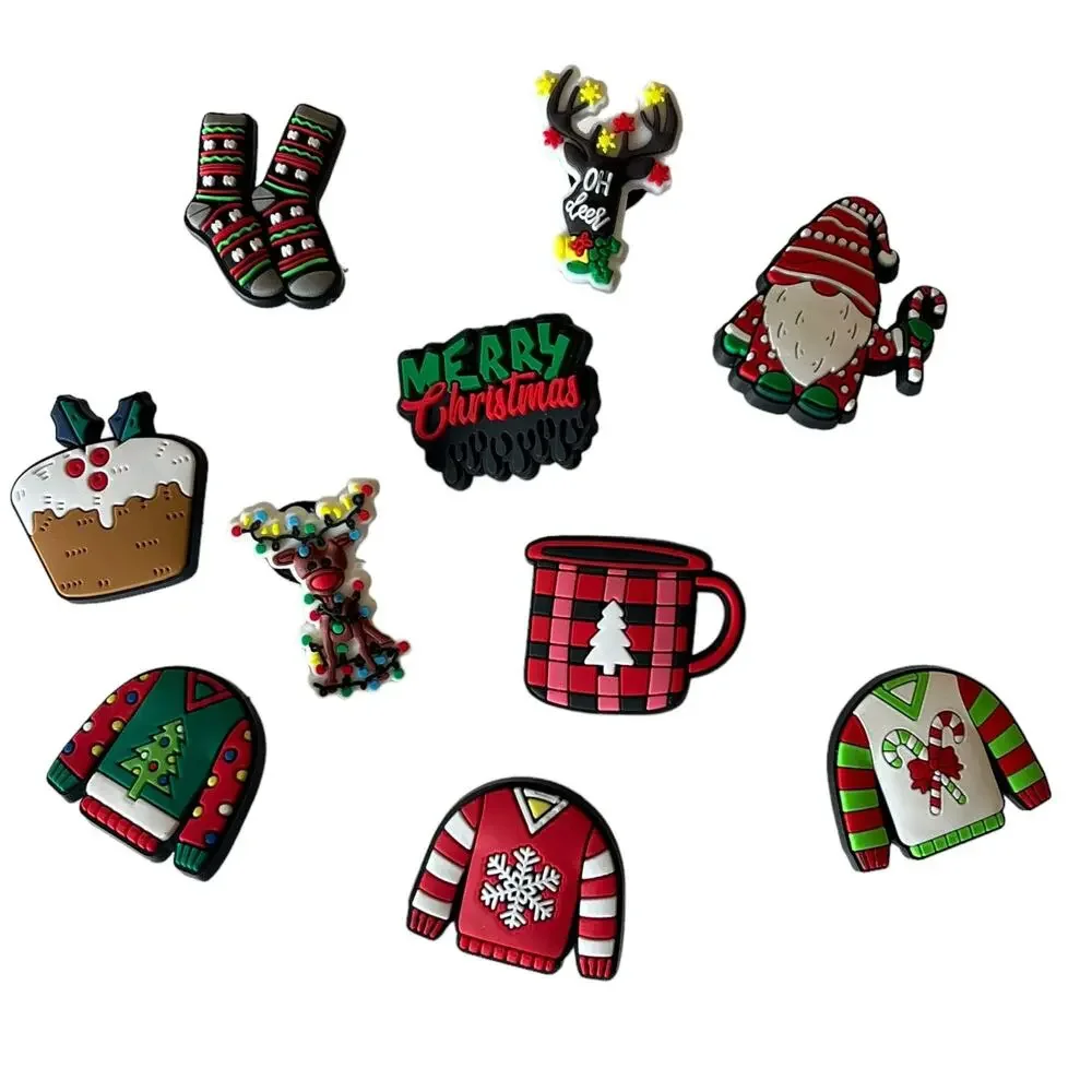 NEW Christmas Sweater SHOE CHARMS 10pc for Croc Shoes Zippers Knome Stockings